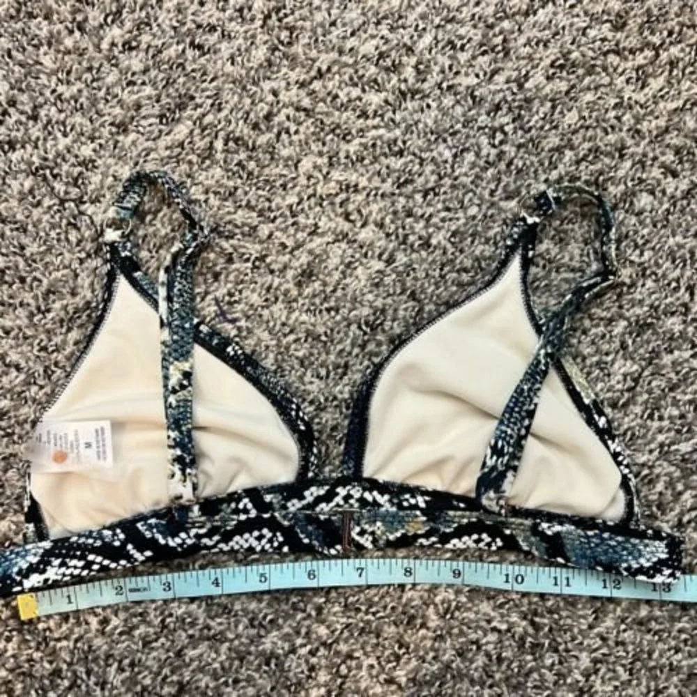 Shade & Shore Bikini Top Medium Blue Reptile Snake Triangle Swim Swimsuit - Picture 7 of 8
